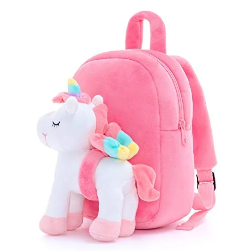 Lazada Unicorn Toddler Backpack with Stuffed Snuggle Toys White 9.5" Aged 2+