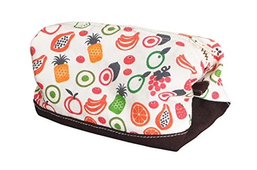 Vietsbay'S Women Food Doodles 1Print Canvas Toiletry Bag Makeup Cosmetic Pouch