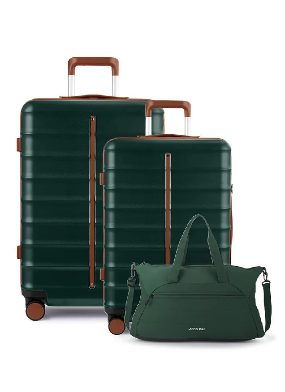 Odyssey Set of 2 & Float Duffle Combo | Forest Green | Medium+Large Hard Luggage & Duffle