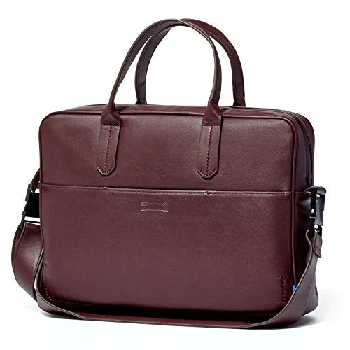 Uri Minkoff Arthur Briefcase, Soft Napa Leather, Aubergine W/ Black Twill Lining