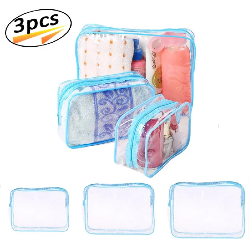 Waterproof  Clear Cosmetics Bag Protable Pvc Waterproof Zippered Travel Bag Toiletry Organizer Case