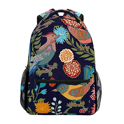 Stylish Japanese Bird Backpack- Lightweight School College Travel Bags, ChunBB 16" x 11.5" x 8"