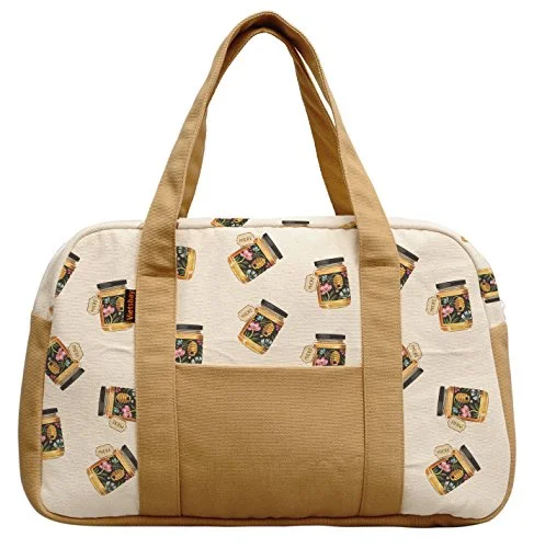 Women'S Flower Honey Bottle Printed Canvas Duffel Travel Bags Was_19