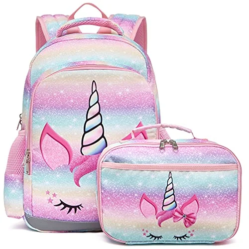 Backpack for Girls,Octsky Kids backpacks Preschool Kindergarten Bookbag Cute Lightweight With Chest Strap and Lunchbox (Unicorn)