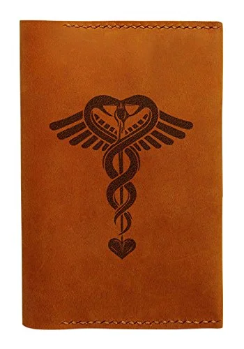 Medical Symbol Handmade Genuine Leather Passport Holder Case Hlt_01