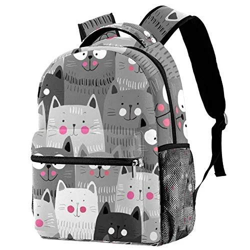 LORVIES Cute Cats Pattern Japanese Style Backpacks School Bookbags Daypack Bag for Men and Women