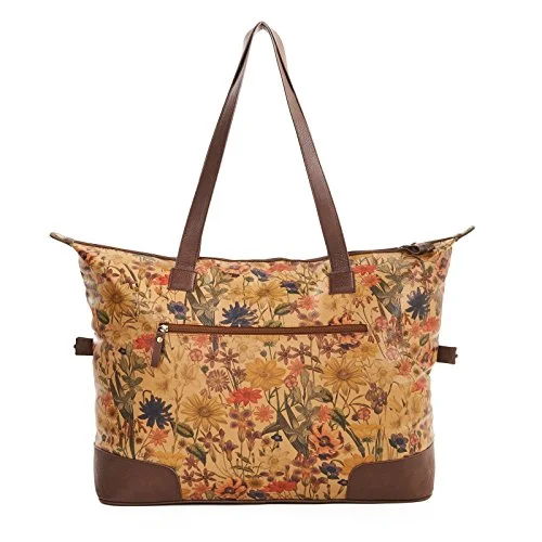 Bueno Printed Weekender Carry On Tote/Luggage Bag - Tan Floral