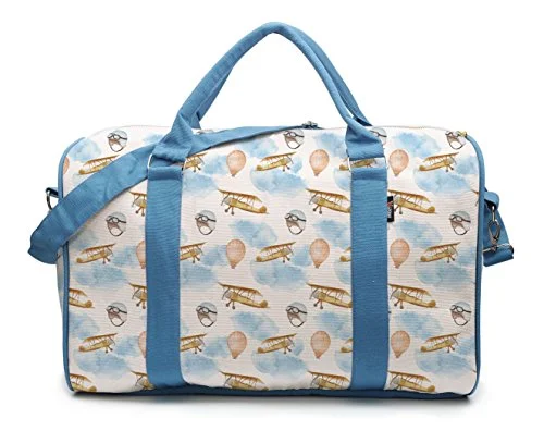 Airplane In Clouds And Balloon Pattern-2 Printed Canvas Duffle Travel Bag Was_42