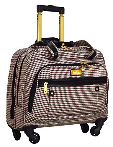 Nicole Miller Taylor Carry On Spinner Briefcase (Black/Burgundy Plaid)