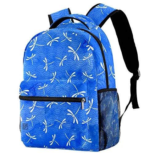 LORVIES Japanese Sashiko Pattern And Dragonflies Daily Bags Backpacks Sports Travel Shoulder Bags