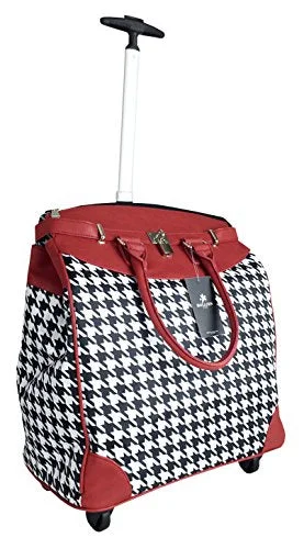 Trendy Flyer Computer/Laptop Rolling Bag 4 Wheel Case Houndstooth Red