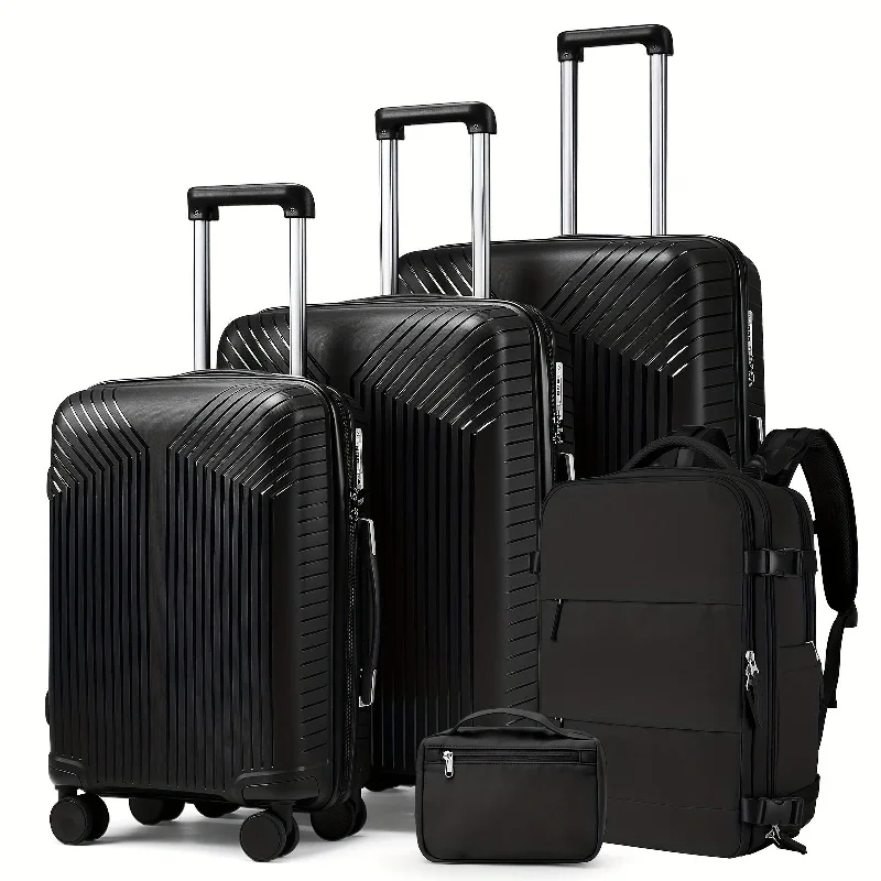 Black Combination Package [28-inch + 24-inch + 20-inch Trolley Case + Backpack + Toiletry Bag]