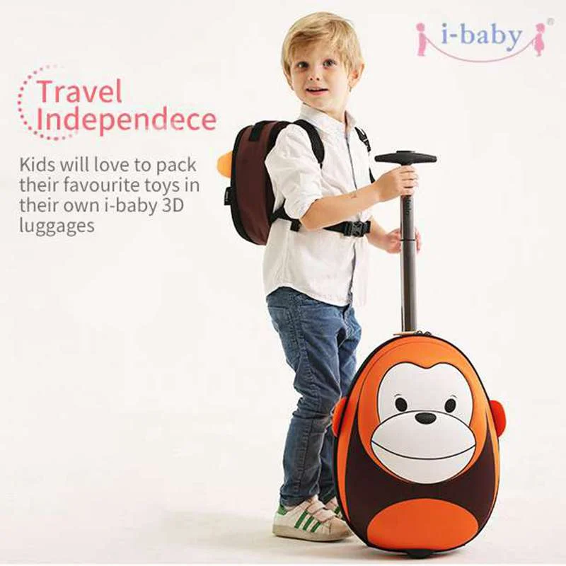 I-Baby 3D Animal Design Kids Rolling Luggage Toddler Travel Case Cartoon Boarding Carry On