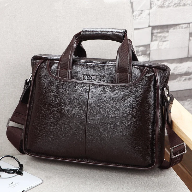 2019 New Fashion Genuine Leather Famous Brand Men Briefcase, Commercial Laptop Briefcase,