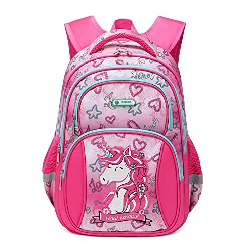 Kids Unicorn Backpack for Girls Elementary Kindergarten Preschool School Bag 16″ Multifunctional Cute Large Capacity