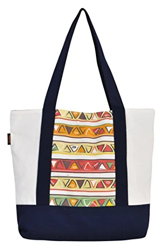 Vietsbay'S Women Africa Design 2Print Heavyweight White Canvas Handbags