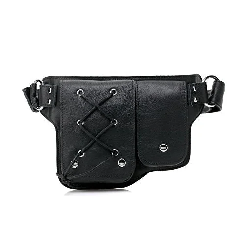 Vicenzo Leather Yvette Leather Waist Pack (Black)