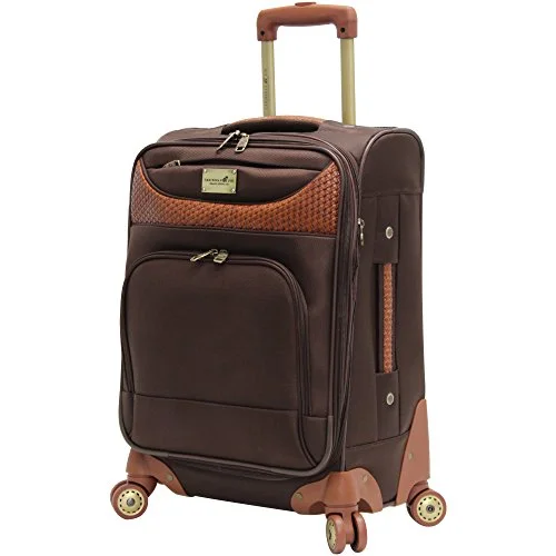 Caribbean Joe 20 Inch 8 Wheel Spinner Carry-On, Chocolate Brown, One Size