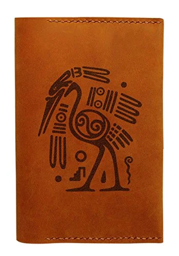 Ancient Mayan Symbol Handmade Genuine Leather Passport Holder Case Hlt_01