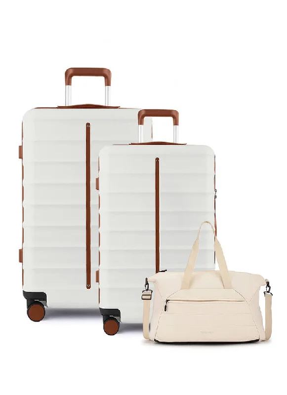 Odyssey Set of 2 & Float Duffle Combo | Sand White | Medium+Large Hard Luggage & Duffle