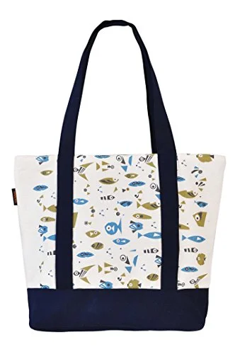 Vietsbay'S Women Fishprint Heavyweight White Canvas Handbags